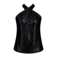 thumbnail image 4 of Womens Sparkling Camisole Top Elegant Sleeveless Tank Blouse Casual Party Wear Halter Neck Black L, 4 of 4
