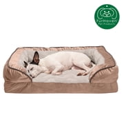 FurHaven Pet Products Velvet Waves Perfect Comfort Full Support Orthopedic Sofa-Style Pet Bed for Dogs & Cats - Brownstone, Medium
