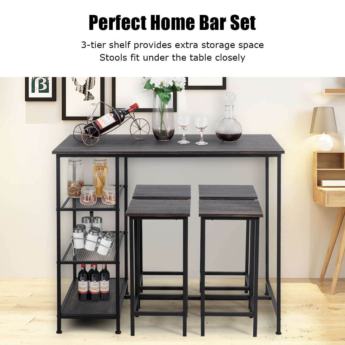 geo 5 piece industrial counter set in metal and wood geo 5 piece industrial counter set in metal and wood