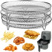 Air Fryer Racks, Three Stackable 7.8 inch Air Fryer Racks for 4.2QT - 5.8QT Air fryers, Stainless Steel Dehydrator Air Flow Racks for Ninja, Gowise, Phillips Air Fryers, Ovens, Press Cookers