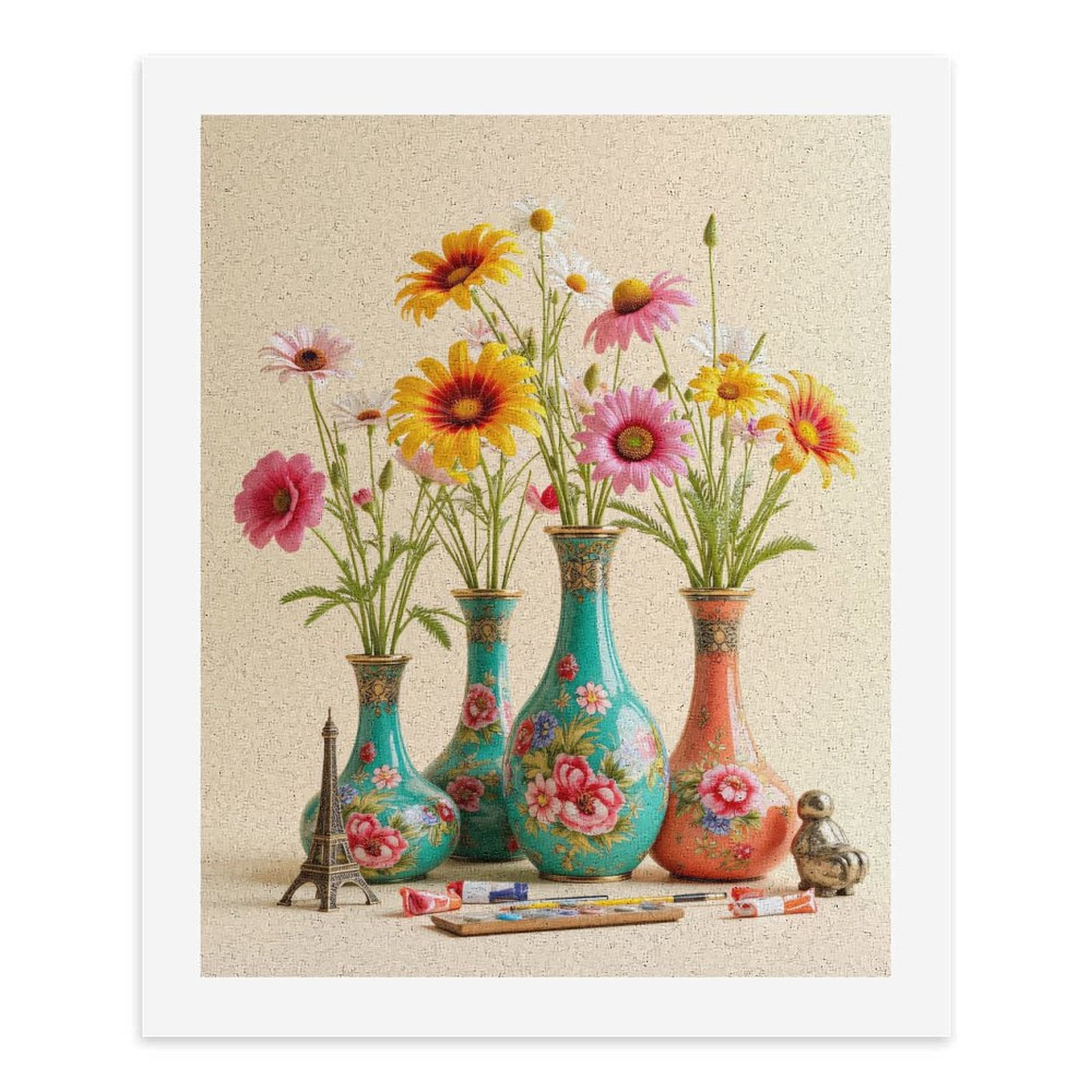 Paint By Numbers Kit for Adults Beginner - Colorful Floral Vases Art Supplies DIY Canvas Painting Kits for Adults, Frameless Paint By Number for Adults for Home Wall Decor 16x20 Inch