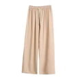 thumbnail image 2 of Cagogo Womens Drawstring Wide Leg Pants Plus Size Elastic Waist Loose Flowy Long Trousers Casual Beach Work Lounge Palazzo Pants, Khaki 4XL, 2 of 5
