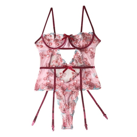 

Womens Lingerie Sets Clearance Bib Pants Coverall Hollow Undershirts Set Womans Underwear Red L