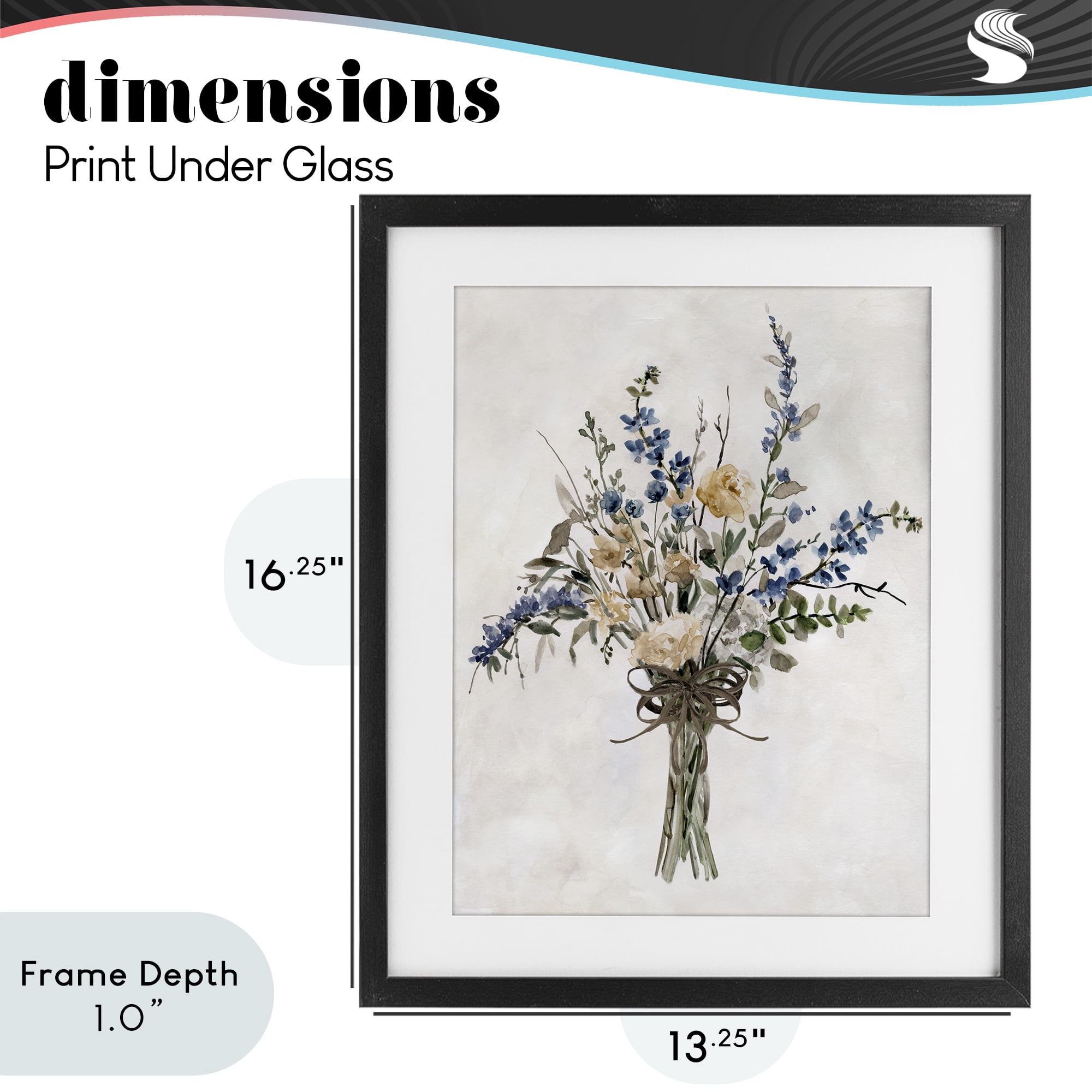 Stupell Industries Subdued Flower Bushel Black Framed Print Under Glass, design by Carol Robinson
