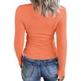 thumbnail image 6 of Womens Long Sleeve Stretch Crewneck Ribbed T-Shirt Slim Fit Casual Basic Tops, 6 of 7