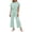 Green, variant on Idoravan womens 2 piece lounge sets Women's Round Neck Stripe Short Sleeve shirts Long Pants With Elastic Waist Pocket pants Set