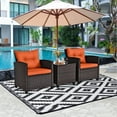 thumbnail image 4 of Costway 3 PCS Patio Rattan Furniture Set Cushioned Conversation Set Sofa Orange, 4 of 10