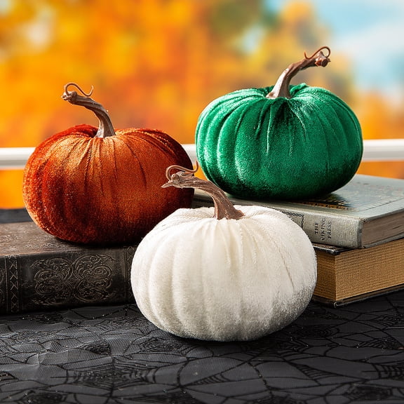 Fun Express Fall Velvet Pumpkins - 3 Pc