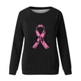 thumbnail image 4 of Trendy Breast Cancer Shirts for Women Pink Ribbon Print Tops Casual Loose Raglan Long Sleeve Round Neck Pullover Hoodie Top,Black 2,2XL, 4 of 5