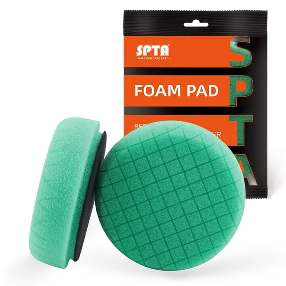 SPTA 1Pc Green Heavy Cut Foam Pad, Buffing Polishing Pads, 3.5 Inch Face for 3 Inch 80mm Backing Plate Compound Buffing Sponge Pads for Car Buffer Polisher Compounding, Polishing and Waxing