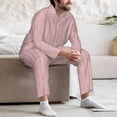 thumbnail image 7 of Yiaed Pink Stripes Print Men’s Pajamas Set - Long Sleeve Button Down Sleep Shirt and Pajama Bottoms Sleepwear Set Mens Pjs Sets Men's Pajama Bottoms-Medium, 7 of 7