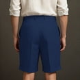 thumbnail image 4 of Cotton Linen Shorts for Men with Drawstring Elastic Waist Shorts Casual Summer Beach Vacation Linen Shorts Flat Front Cotton Linen Wear with Pockets,Blue XL, 4 of 4