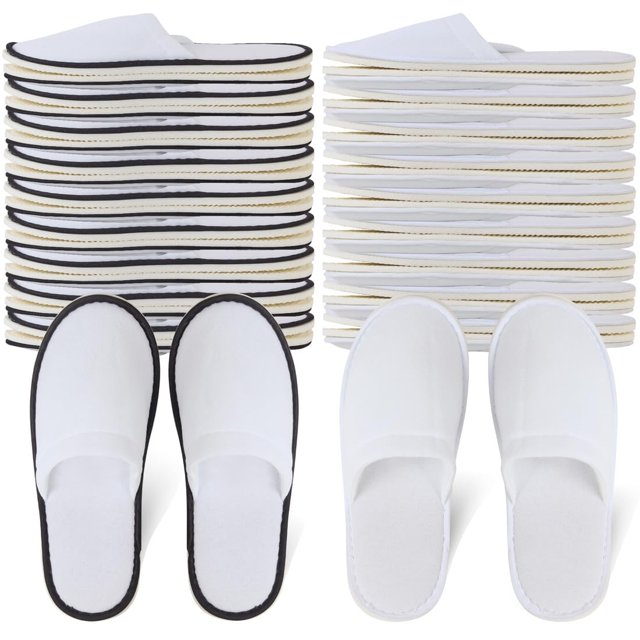 Yeios Zapatillas de Spa para Hotel, Zapatillas de Invitados para el hogar con Punta Cerrada para Adultos, 20 Pares para Hombres y Mujeres, Color Blanco