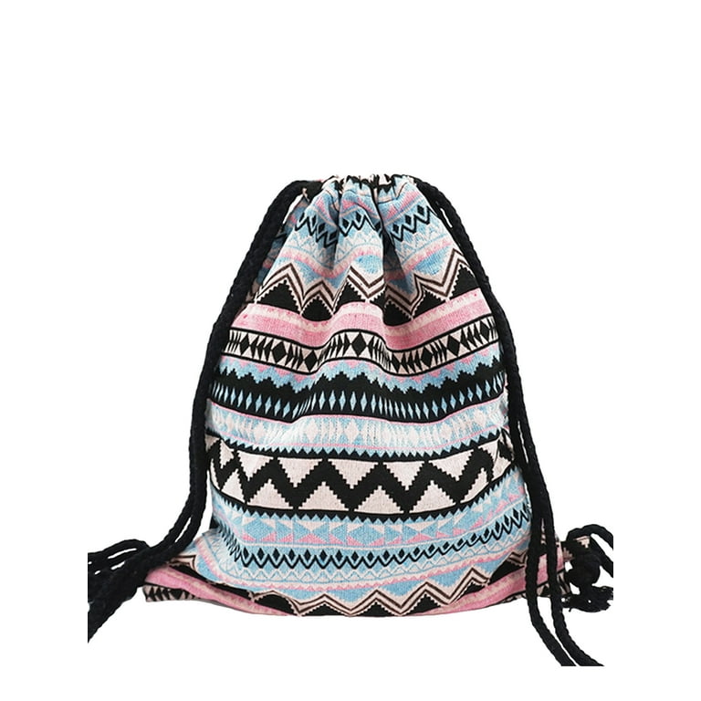 Lilyhood Womens Boho Chic Fabric Drawstring Backpack with Tribal Ethnic  Designs - Walmart.com