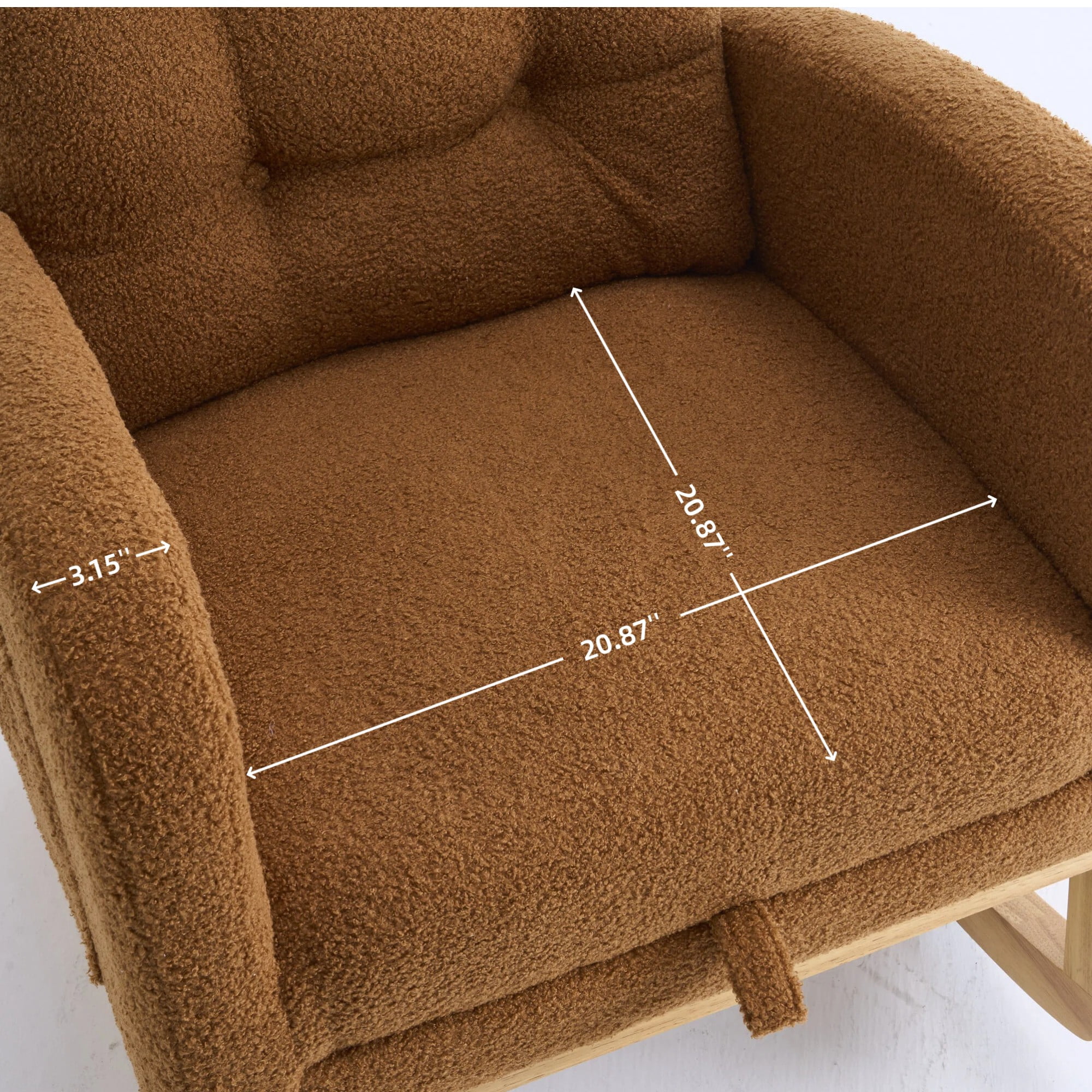 AOOWOW Teddy Nursery Rocking Chair with Retractable Foot Rest,Glider Rocking Chair,  Caramel