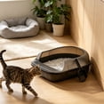 thumbnail image 2 of HWRETIE Semi Enclosed High Sided Cat Litter Box Splash Proof Open Top Design Spacious Cat Toilet for Cats Under 10 Pounds Easy Clean Indoor Litter Tray, 2 of 6