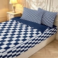 thumbnail image 3 of Manfei Contemporary Grid Zipper Twin Comforter Sets with Fitted Sheet and 2 Pillowcases,Checkered Art Zipper Bedding Set,Navy White,Navy Blue Reversible,4pcs, 3 of 8