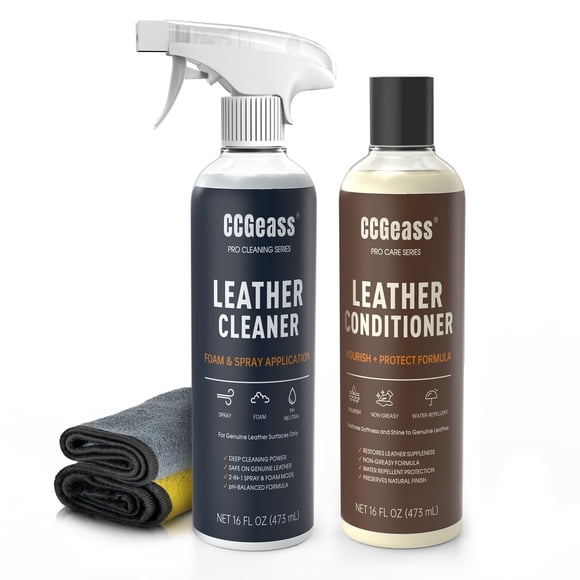 Kit limpiador y acondicionador para cuero CCGeass, 2 x 500 ml, pH balanceado