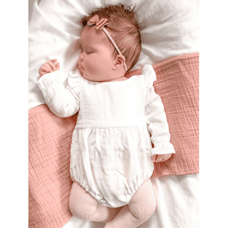 

Newborn Baby Girls Romper Solid Color Round Neck Long Sleeve Ruffle Bodysuit Jumpsuit for Spring Autumn 0-12 Months