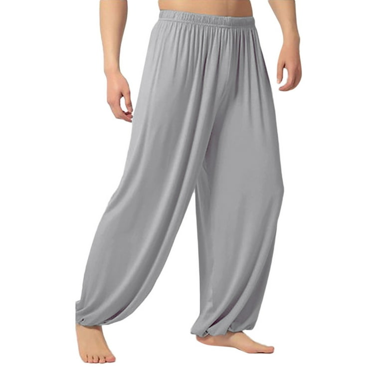 Yoga Pants Joggers Men Wide Leg Trousers Harem Pants Male Baggy Belly Dance  Solid Color Loose