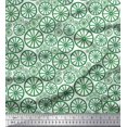 thumbnail image 1 of Soimoi Vert Soie Roue Ethnique Tissu Imprimé 1 Yard 42 Inch Wide, 1 of 3