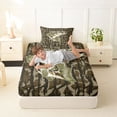 thumbnail image 4 of Feelyou Largemouth Bass Fish Twin Sheet Sets for Men, Farmhouse Wooden Camo Bedding, Brown Green, 3-Piece, 4 of 5