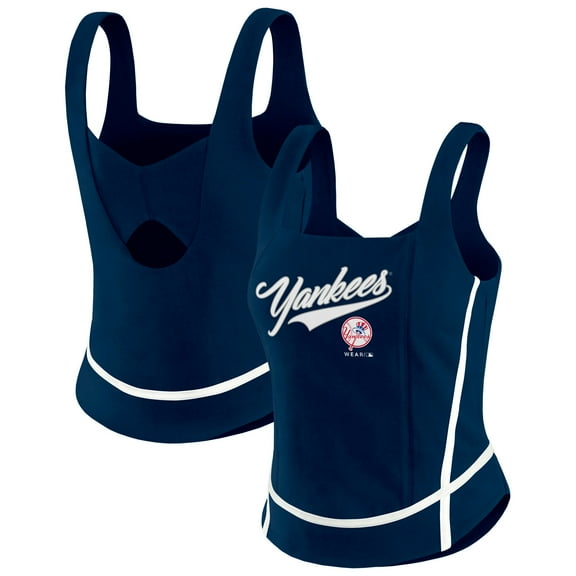 Women's-WEAR by Erin Andrews Navy New York Yankees Square Neck Tank Top