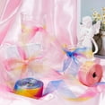 thumbnail image 4 of Cinta de organza arcoíris de 50 yardas con ribete de color transparente, gasa rizada iridiscente, grogrén de poliéster, cintas bordadas brillantes, 4 of 5