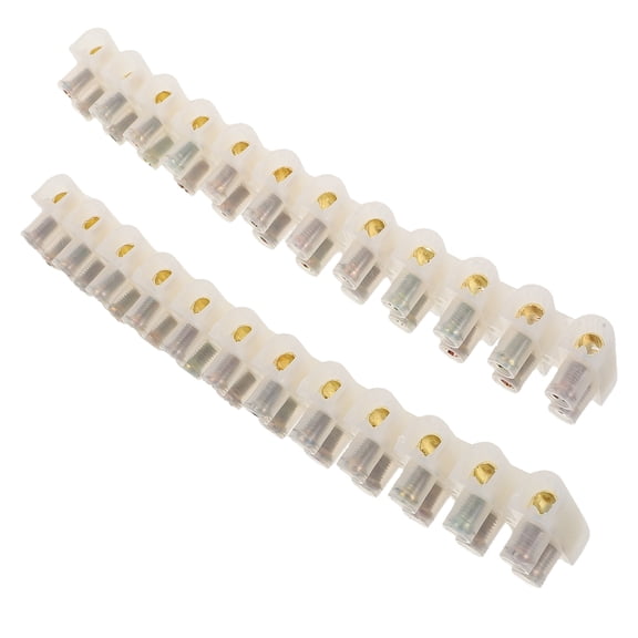 OULII 2-Pack White Polyethylene Screw Terminal Block Connectors, Through Type for Neat and Organized Industrial Electrical Wiring