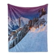 thumbnail image 1 of Winter Soft Flannel Fleece Throw Blanket, Majestic Winter Sunrise Landscape and Ski Resort Spruce Pine Forest French Alps, Cozy Plush for Indoor and Outdoor Use, 70" x 90", Multicolor, by Ambesonne, 1 of 6