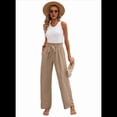 thumbnail image 2 of Pantalones Anchos de Salón para Mujer, Color Caqui, Talla XL, 2 of 8