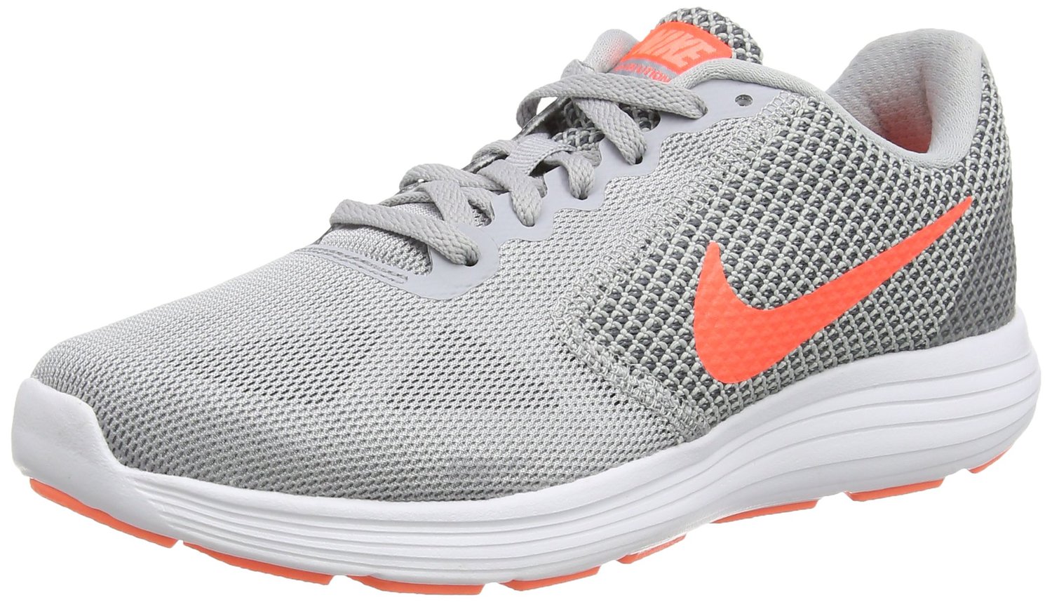 nike revolution 3 wolf grey orange strap