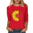 thumbnail image 2 of Ailaofu Women's Summer Sunflower T Shirt Cute Flower Graphic Loose Tees Crew Neck 3/4 Sleeve Casual Tops, 2 of 5