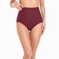 thumbnail image 6 of HCNTES High Waisted Bikini Bottoms Ruched Tummy Control Swim Bottom Bathing Suits for Women (Y508-Wine,S), 6 of 9