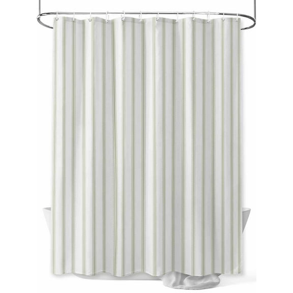 Shower Curtains for Bathroom-72"x72", Sage Green Striped on White Art Waterproof Bath Curtain Grommet Shower Curtain Set with Hooks, Minimalist Modern Texture Washable Bath Accessories
