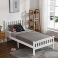 thumbnail image 3 of Ktaxon Twin Bed Frame,Solid Pine Wood Twin Platform Bed Frame, Bedroom Twin Bed with Headboard for Adults, White, 78.94"L*42.44"W*39.17"H, 3 of 10