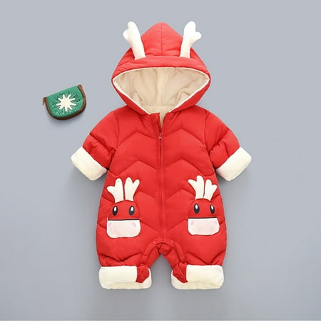 

Hunpta Outerwear Deer Hooded Romper Infant Jumpsuit Baby Jacket Coat Winter Ear Thick Girls Boy Boys Coat&jacket