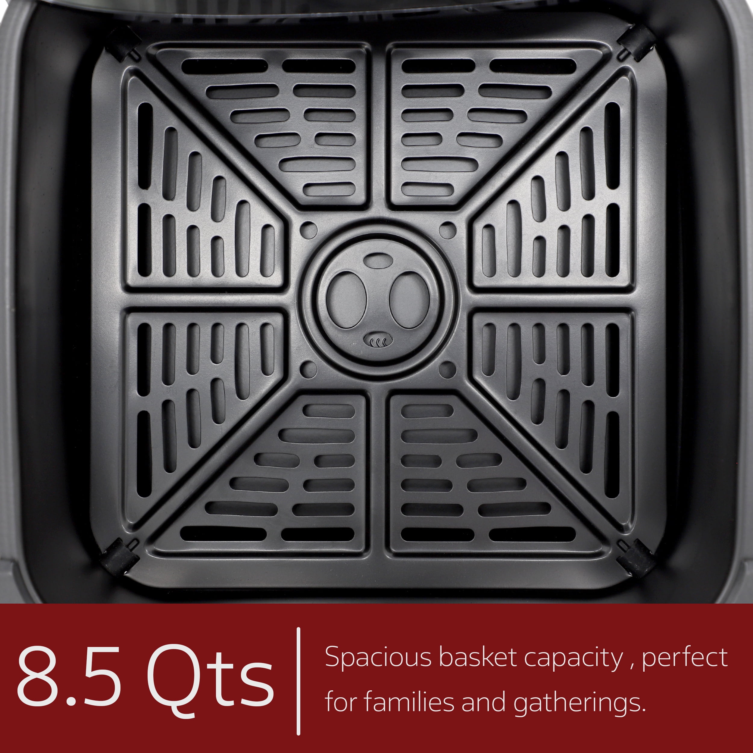 MegaChef 8.5 Quart Bundle Electric Air Fryer in Black and Stainless Steel with 125 Piece Paper Liners