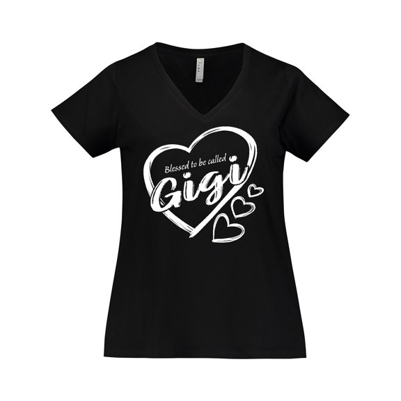 Inktastic Blessed to Be Called Gigi Cute Heart Design Women's Plus Size V-Neck T-Shirt