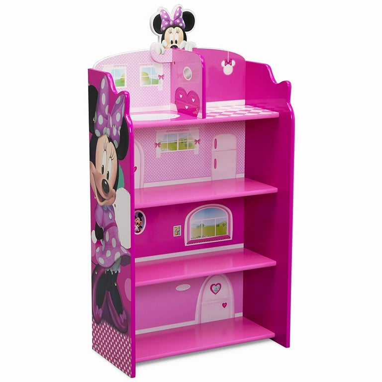 Delta Children Wooden Playhouse 4 Shelf Bookcase for Kids Minnie