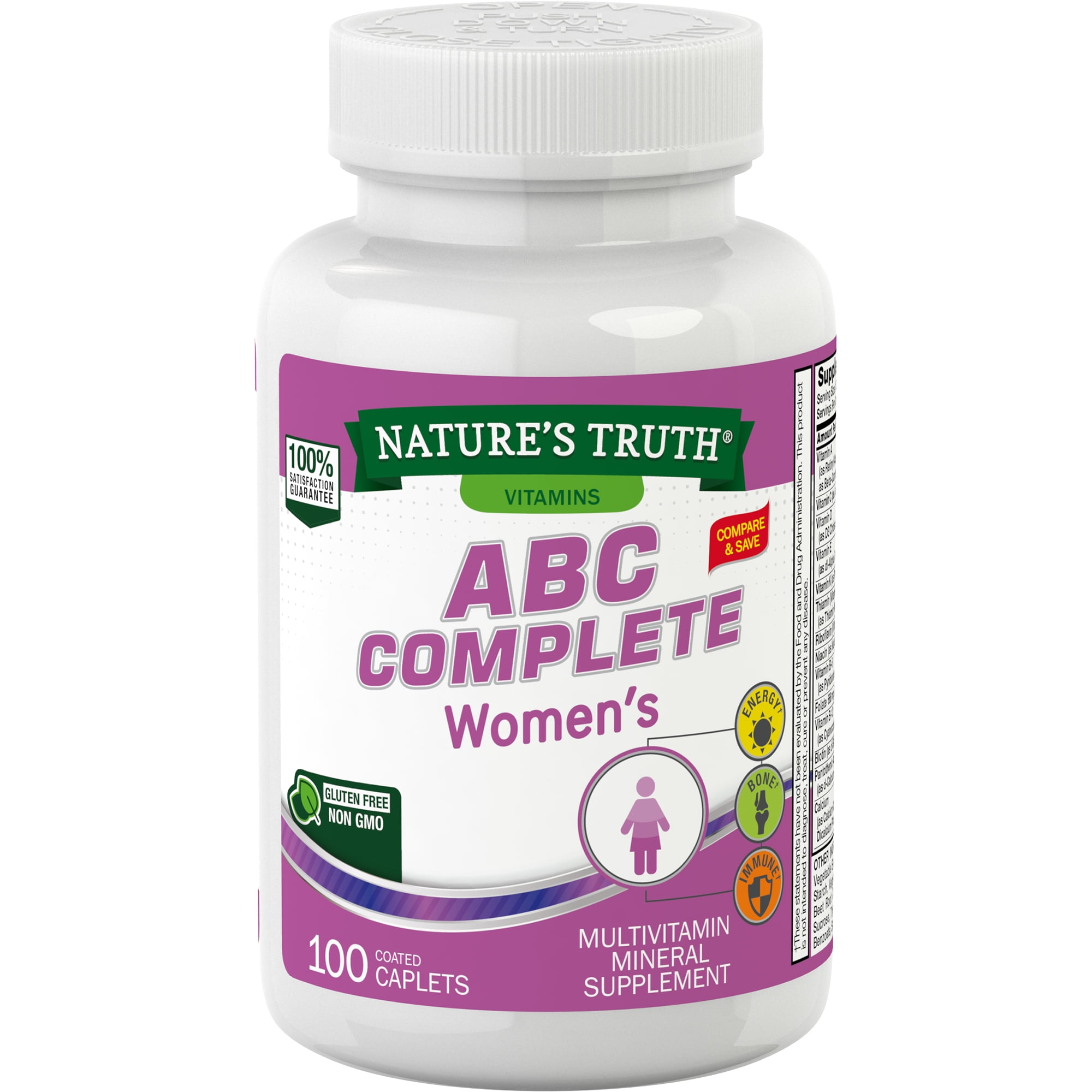 Multivitamin For Women | 100 Caplets | Non-GMO & Gluten Free Supplement | By Nature's Truth