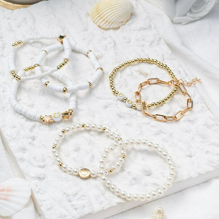 Preppy Heishi Bracelets Stackable Golden Beads Versatile Exquisite Happy  Smile Boho Jewelry Accessories for Girlfriend Women