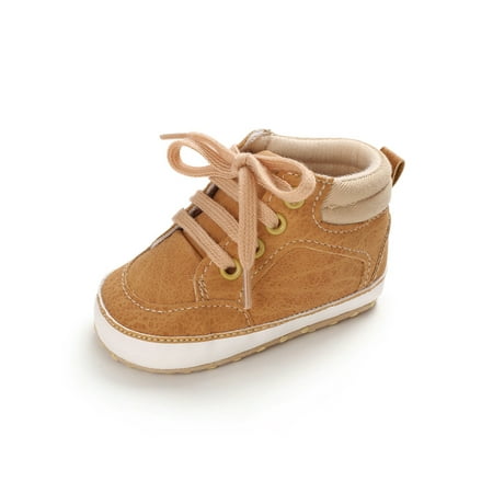 

SIMANLAN Baby Boys Crib Shoes Comfort Moccasin Shoe Prewalker Flats Toddler Kids Non-Slip Sneakers Infant First Walkers Beige 12-18 months