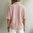 thumbnail image 4 of GigrtiJin Women's Short Sleeve T Shirts Striped V Neck Collared T Shirts Womens Casual Pull On Cropped Outdoor Tees with Button, 4 of 5
