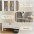 thumbnail image 6 of VKCC 70.8" Storage Cabinet with LED, Arched Glass Door & Drawers, Vintage Curio Display Bookcase for Living Room, White, 6 of 8