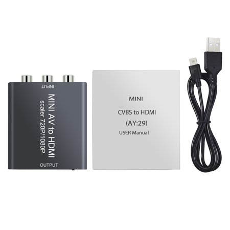 Rca Video Cassette Recorders ESYNIC AV to HDMI Adapter Kit 3 RCA AV CVBS to HDMI Video Converter 1080P For TV PC PS3 STB Xbox VHS VCR Blue-Ray DVD Players Projector ()