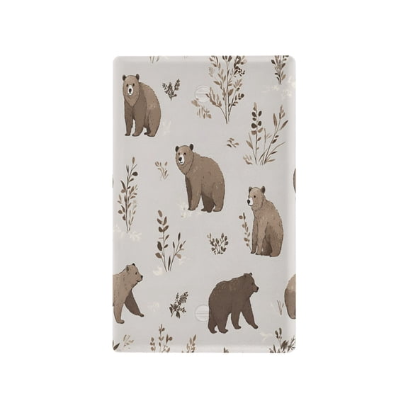Yayeee Blank Wall Plate Cover 1-Gang 4.5"x2.7" Home Unused Decorative Outlet, Light Gray Bears
