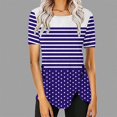 thumbnail image 2 of Blusas de Manga Corta para las Mujeres, Botón Impreso Casual Abajo Cuello Redondo Superior, Tela de Imitación Ligera, 2 of 5