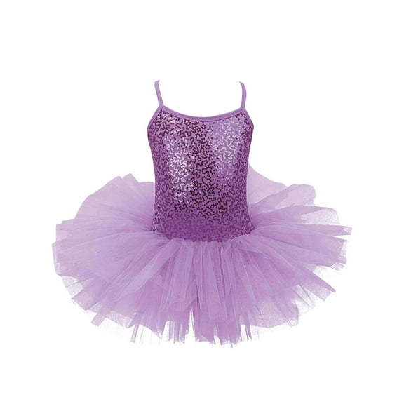 CHICTRY Girls Ballet Dance Tutu Leotard Dress Shiny Sequins Dance Costume Purple 8-10