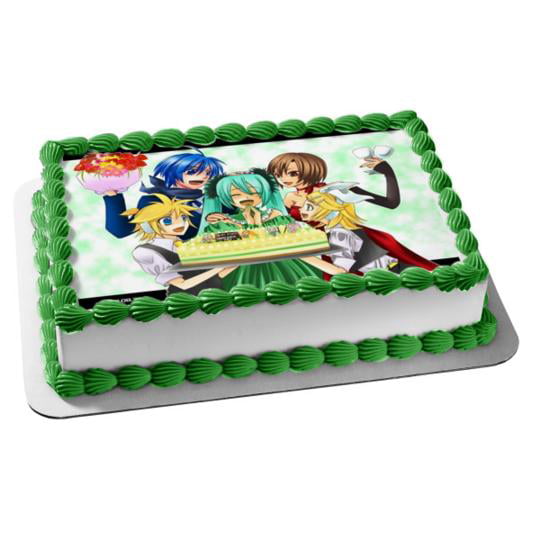 Happy Birthday Cake Anime Friends Edible Cake Topper Image Abpidv1 Walmart Com Walmart Com